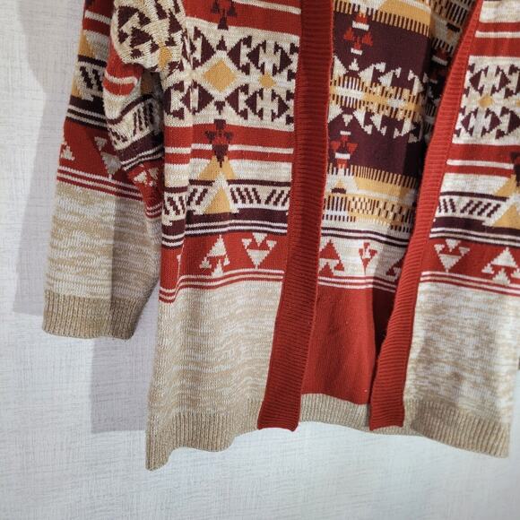 Wrangler Retro Cardigan Womens Medium Red Sweater Knit Western Aztec Southwest - Picture 3 of 8